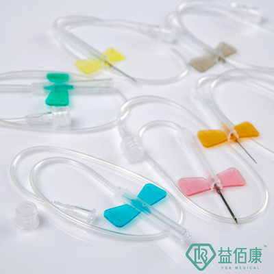 Bộ tĩnh mạch da đầu bướm 20g-25g Bộ sưu tập máu có cánh màu xanh đen xanh lá cây