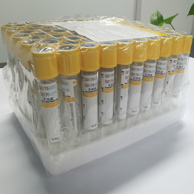 Ống kích hoạt khe gel chân không 6ml nắp vàng 13 * 100mm Sử dụng một lần
