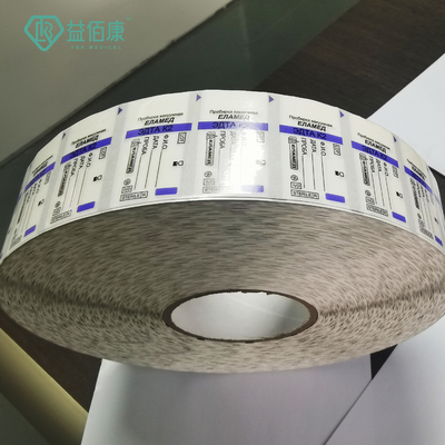 50 * 19mm Nhãn ống máu y tế 50-60mic Độ dày cuộn đóng gói