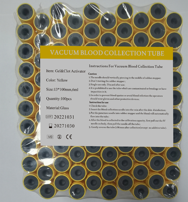 4ml 5ml 6ml 8ml Thử nghiệm Gel thủy tinh Gel Kích hoạt cục máu đông Ống chân không 13 * 100mm