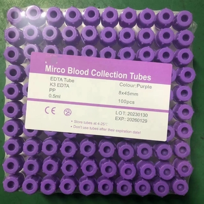 Bộ sưu tập máu trẻ em 8 * 45mm Ống đồng bằng nhỏ cho phòng thí nghiệm