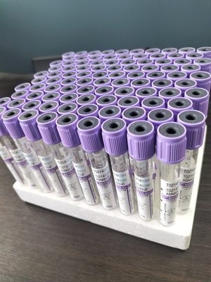 Glass K2 EDTA Tube cho 1ml-10ml Capacity with Purple Tube Label Color in Glass Material (Tố lượng với nhãn ống màu tím trong vật liệu kính)