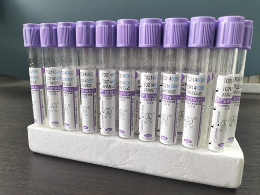 Glass K2 EDTA Tube cho 1ml-10ml Capacity with Purple Tube Label Color in Glass Material (Tố lượng với nhãn ống màu tím trong vật liệu kính)
