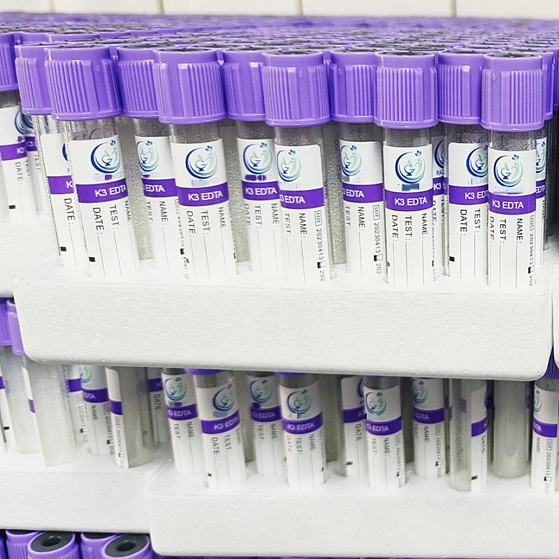 Ống hút máu EDTA chân không nắp màu tím Ống nghiệm nhựa K3 EDTA 3.2mg / ml