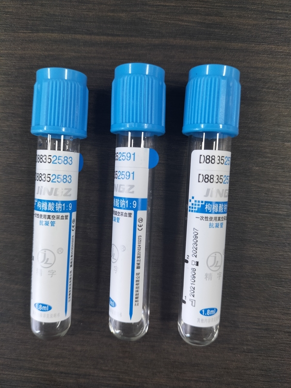 Thử nghiệm trong phòng thí nghiệm Sodium Citrate Thuốc hút bụi lấy máu PT Tube với đầu màu xanh